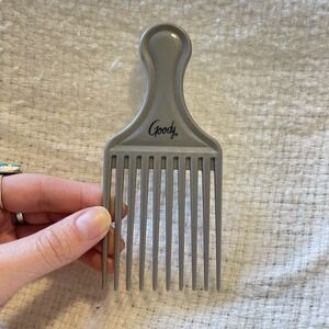Vintage Goody Plastic‎ Silver Textured Hair Pick Comb Lift